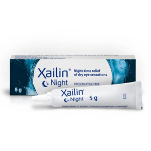 Xailin Night Gel is a nighttime formulation providing long-lasting surface protection while you sleep. Especially useful for nocturnal lagophthalmos, morning dryness, or when symptoms worsen overnight. How to use Xailin Night Gel (5g)